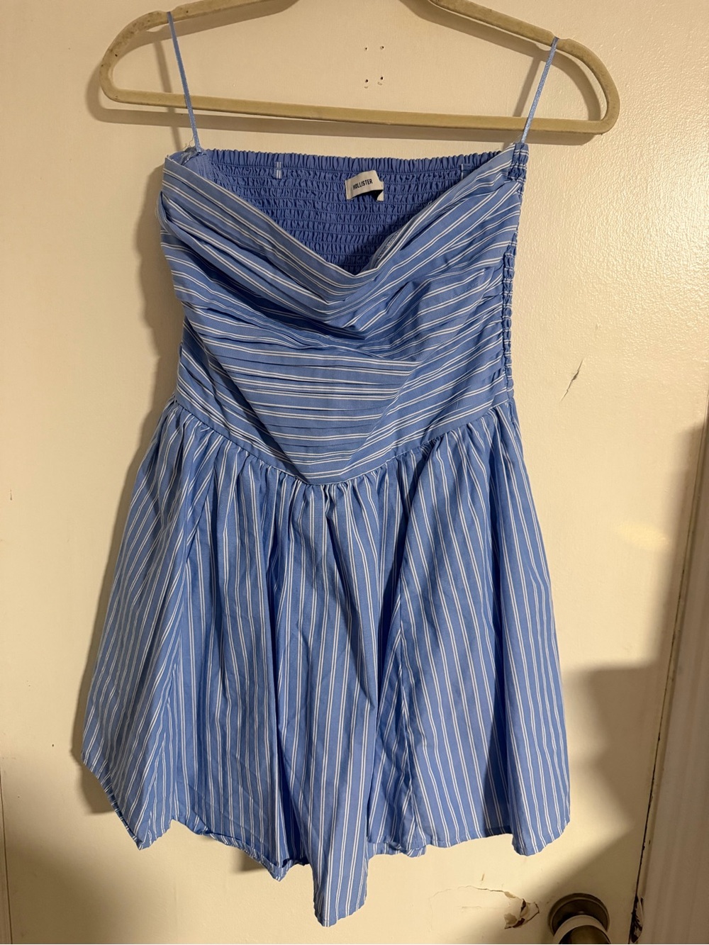 Hollister Blue Striped Strapless Smocked Romper - Size M